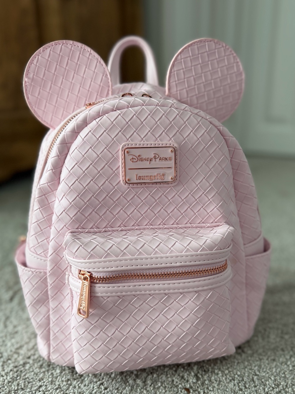 Disney Parks Woven Pastel Pink Backpack  - Loungefly